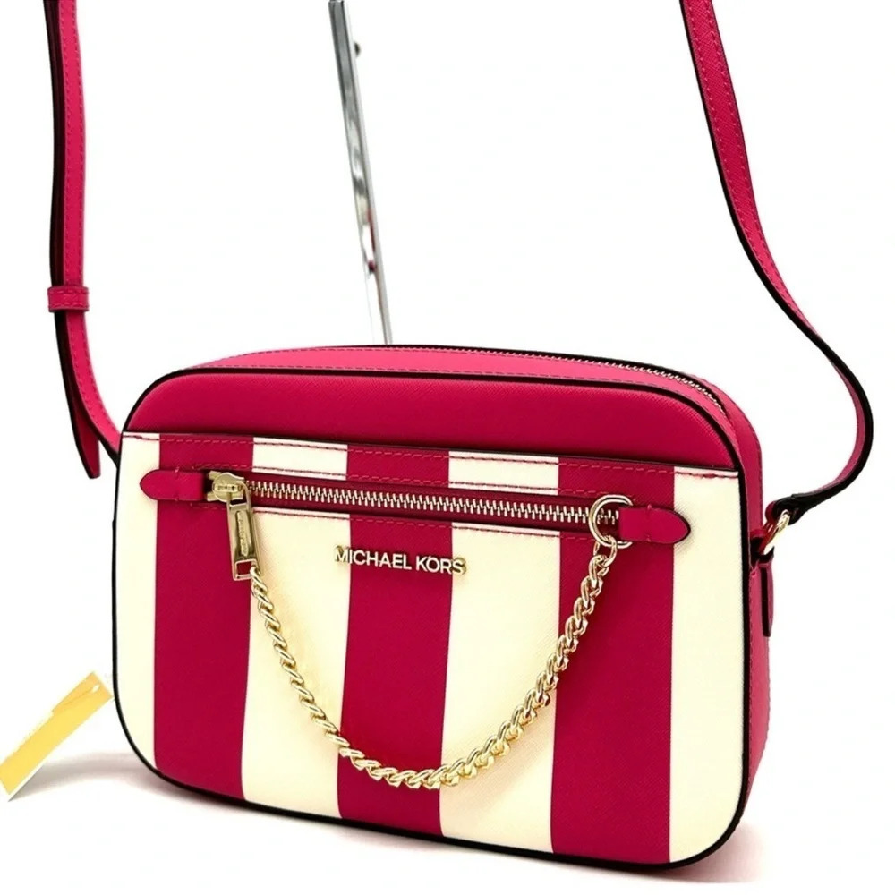Michael Kors Large EW Zip Chain Xbody Crossbody Bag Electric Pink Multi